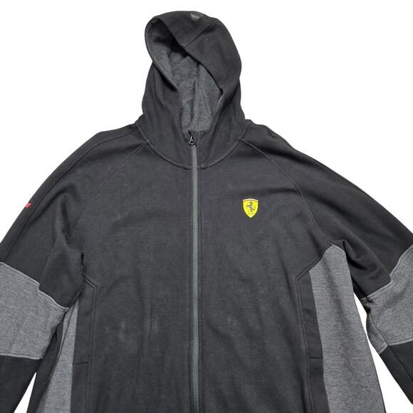 Puma x Ferrari Scuderia Sweatshirt Hoodie Jacket Zip Up Black Gray Size XL - Picture 4 of 14